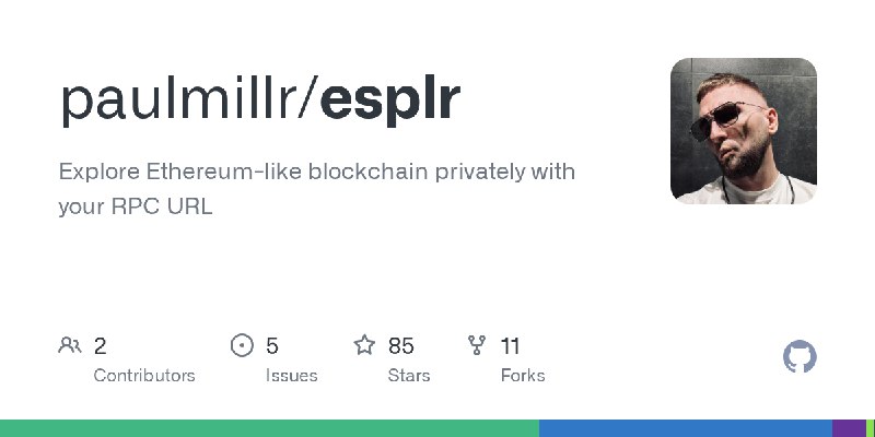 GitHub - paulmillr/esplr: Explore Ethereum-like blockchain privately with your RPC URL
