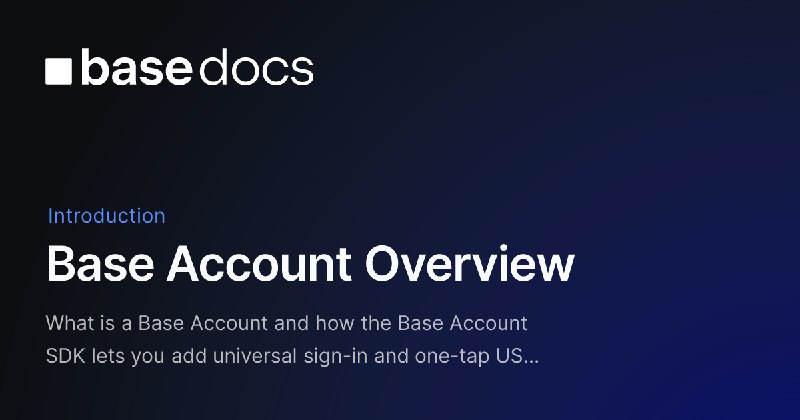 Base Account Overview - Base Documentation
