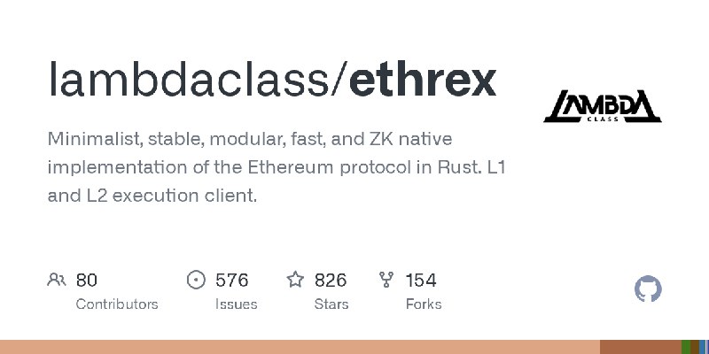 GitHub - lambdaclass/ethrex: Minimalist, stable, modular, fast, and ZK native implementation of the Ethereum protocol in Rust.…